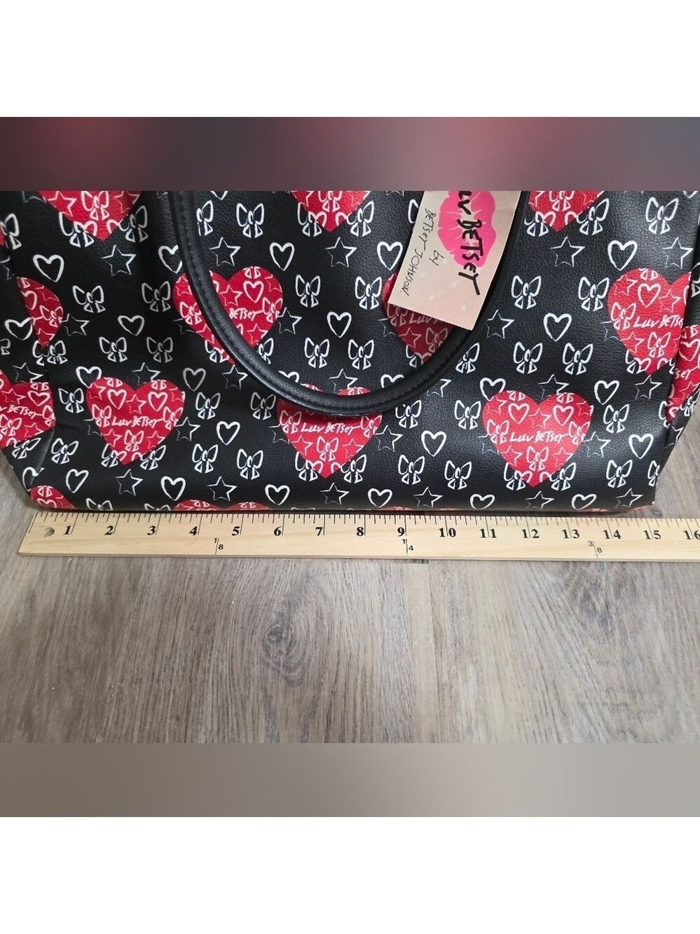Luv Betsey by Betsey Johnson Heart Print Satchel Bag - New With Tag - Picture 11 of 12